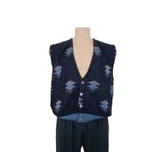 Giorgio Armani Men's Navy Blue V-Neck Button-Front‎ Cardigan Sweater Size L